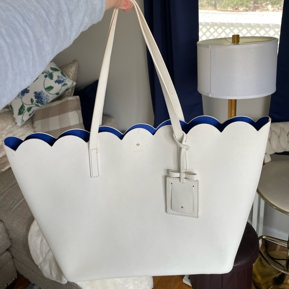 kate spade Handbags - Kate Spade Lilly Avenue Carrigan Leather Large Tote in White/Blue